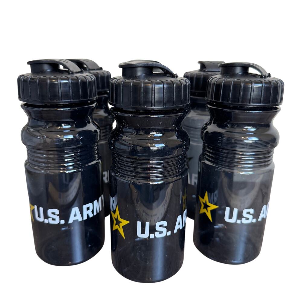 New U.S. ARMY Water Bottles Plastic Pop Top Travel Gift Gym Workout Military Lot